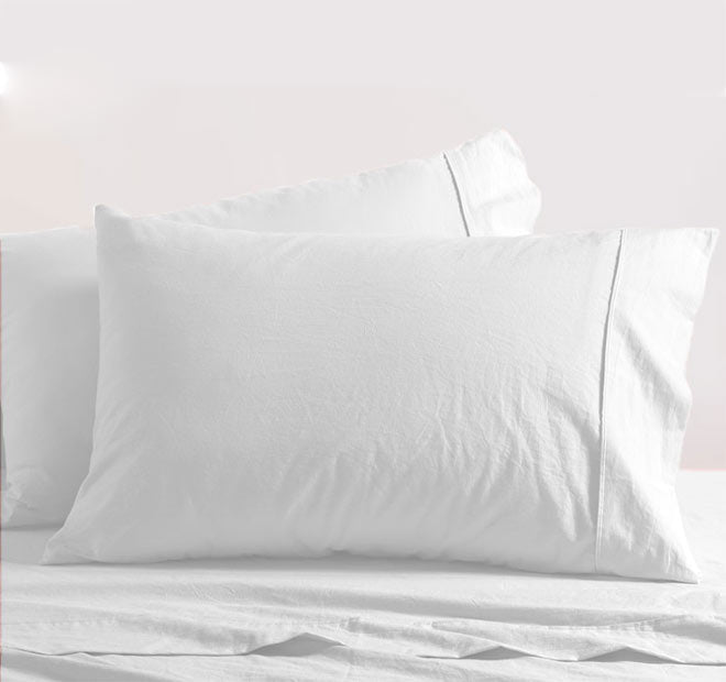 Washed Cotton Sheet Set Range White