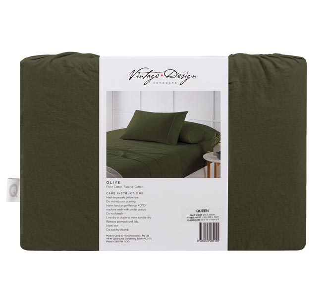 Washed Cotton Sheet Set Range Olive