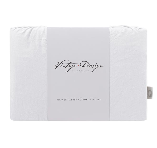 Washed Cotton Sheet Set Range White