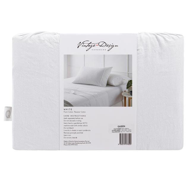 Washed Cotton Sheet Set Range White