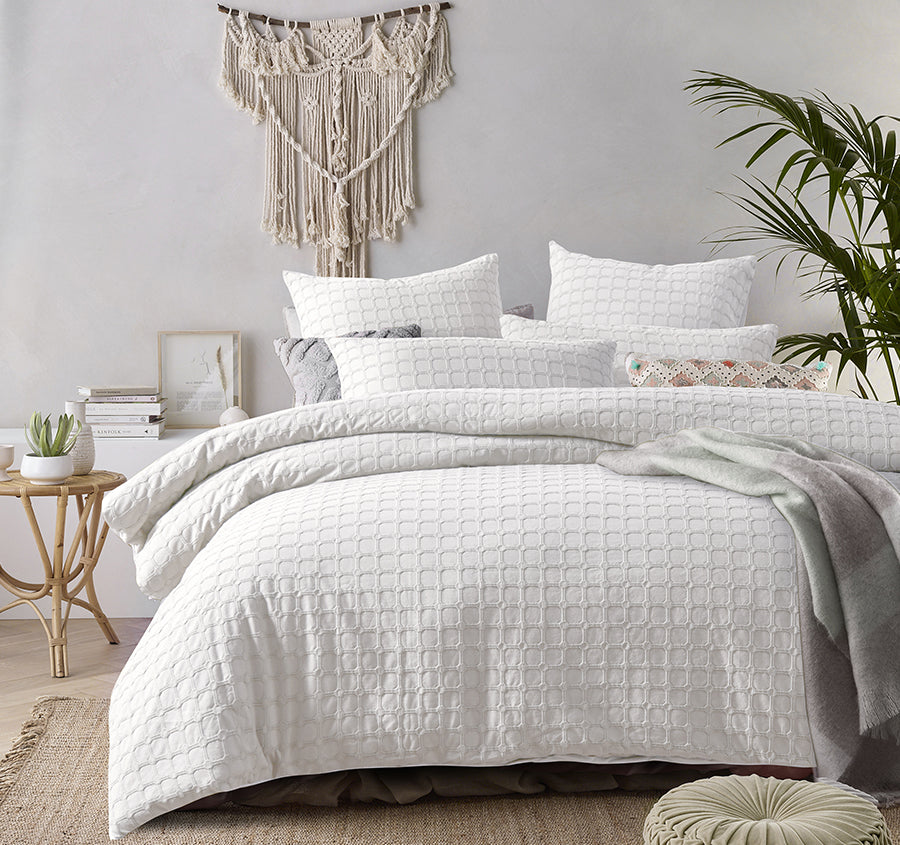 Willow Quilt Cover Set Range White