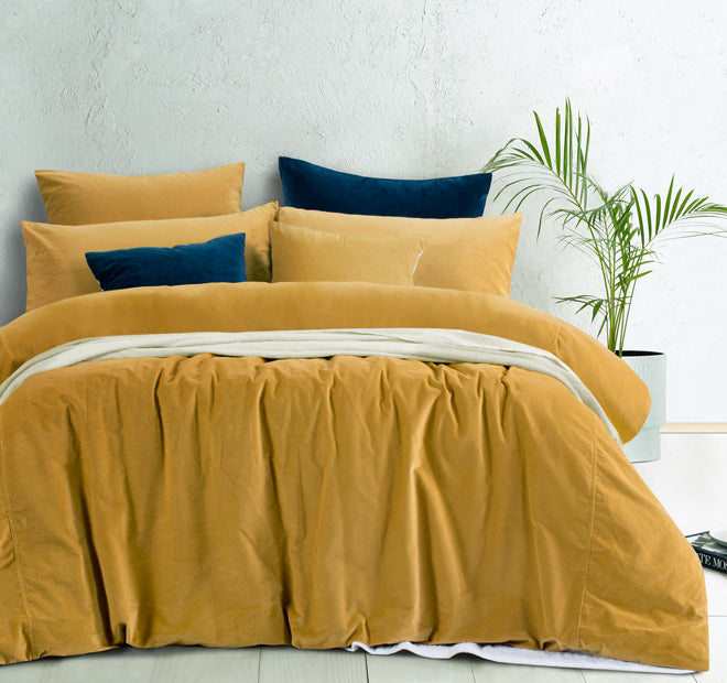 Cotton Velvet Quilt Cover Set Range Gold Harmony