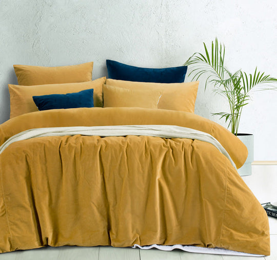 Cotton Velvet Quilt Cover Set Range Gold Harmony