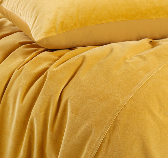 Cotton Velvet Quilt Cover Set Range Gold Harmony