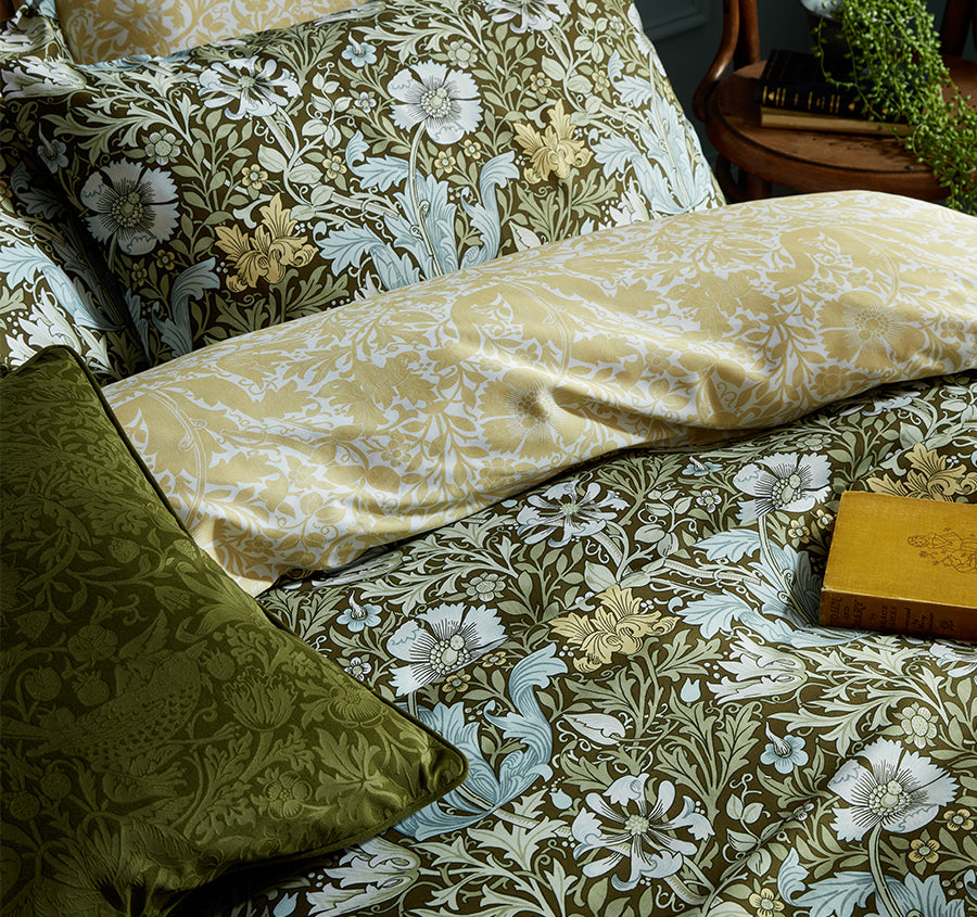 Compton Quilt Cover Set Range Olive Green