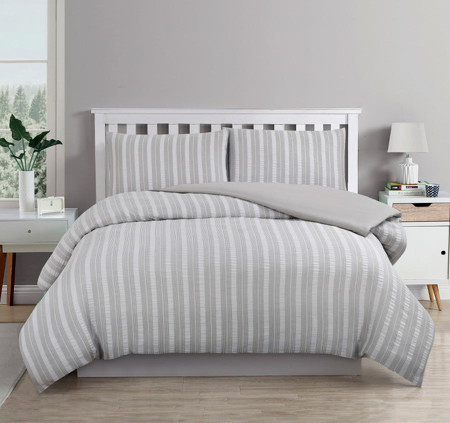 Cove Quilt Cover Set Range Coastal Grey