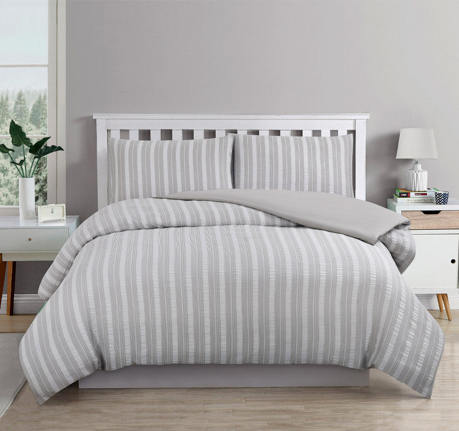 Cove Quilt Cover Set Range Coastal Grey