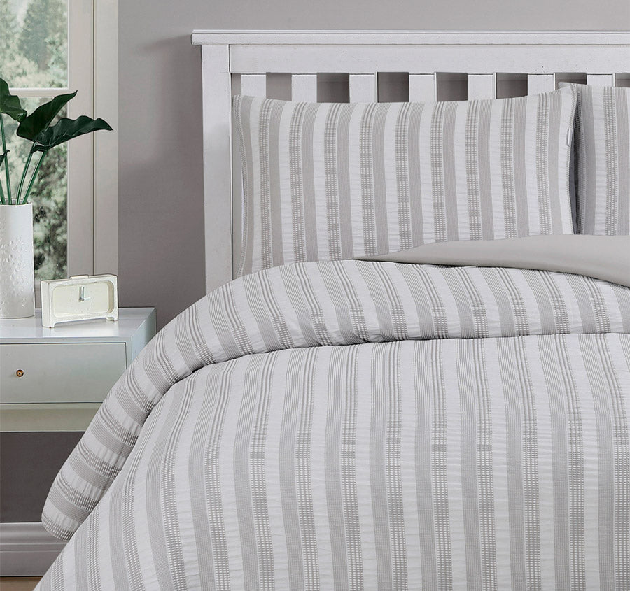 Cove Quilt Cover Set Range Coastal Grey