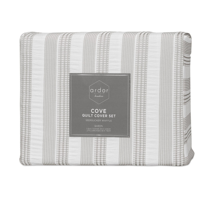 Cove Quilt Cover Set Range Coastal Grey