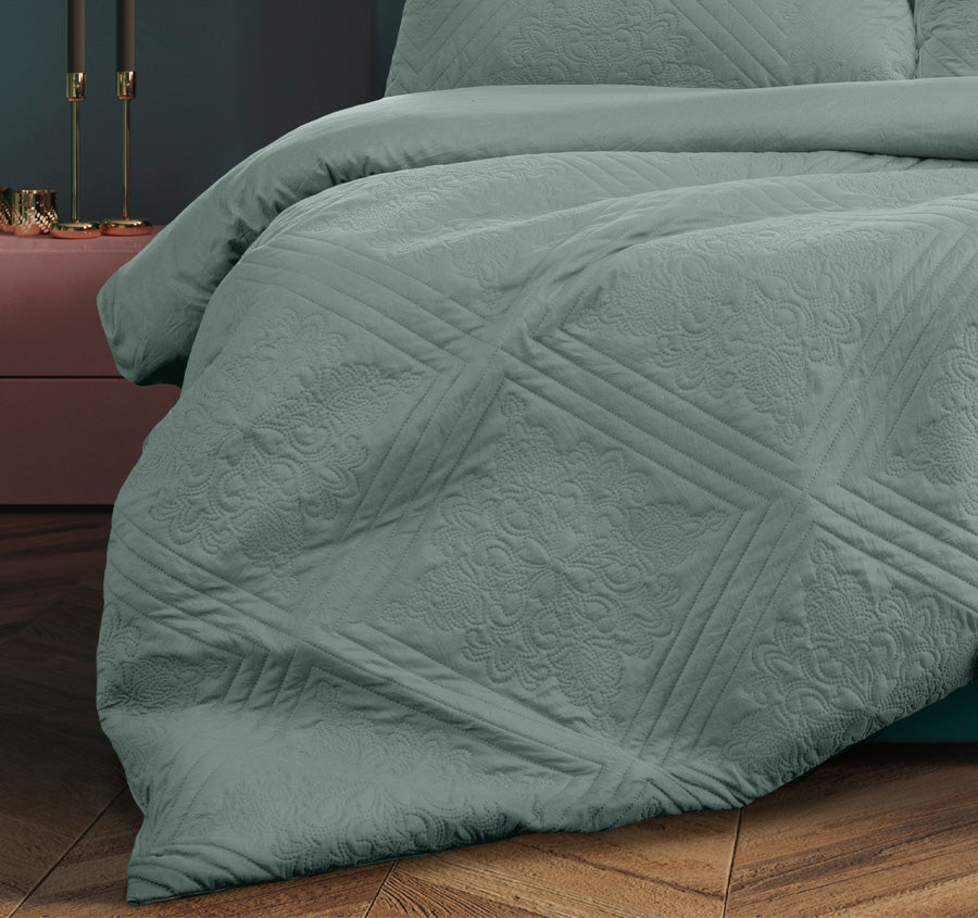 Eddison Quilt Cover Set Range Bluestone