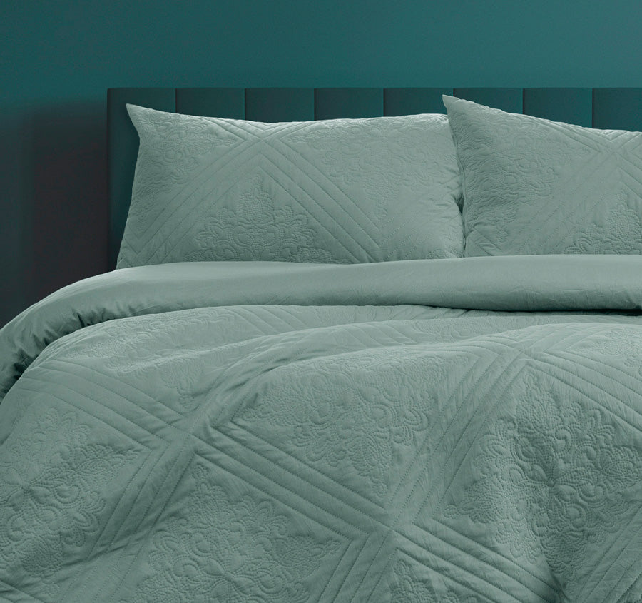 Eddison Quilt Cover Set Range Bluestone