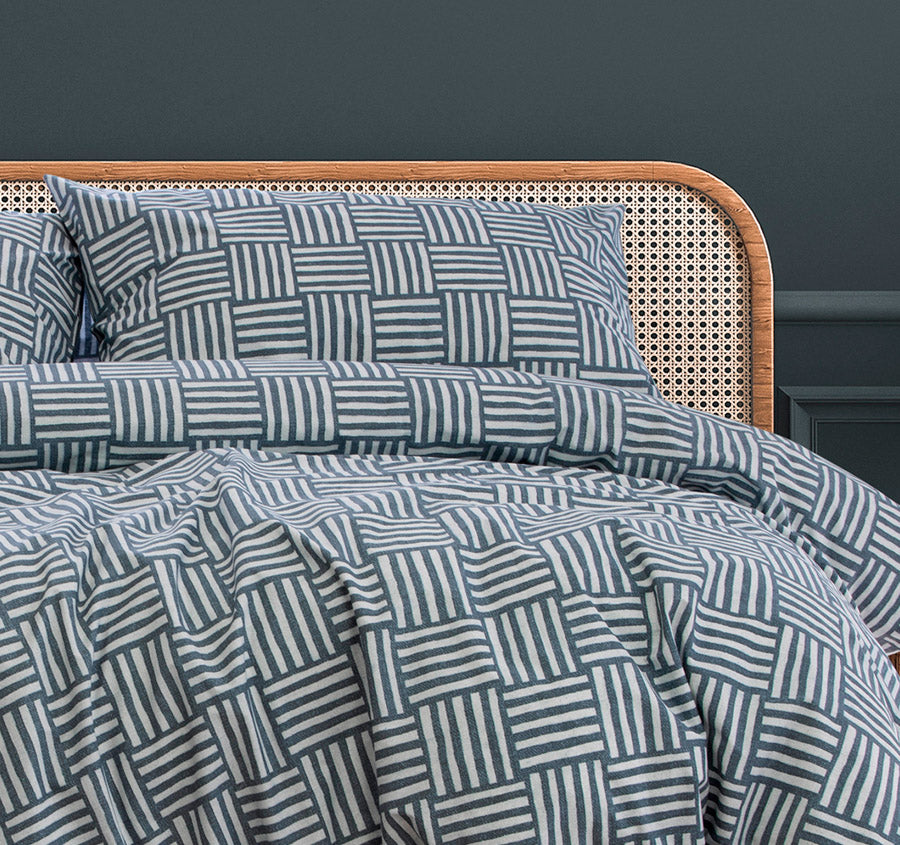 Fletcher Quilt Cover Set Range Faded Indigo Manchester Warehouse