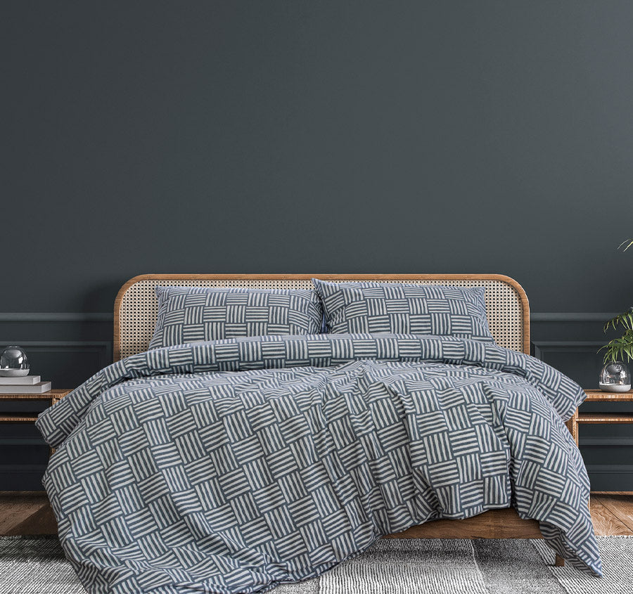 Fletcher Quilt Cover Set Range Faded Indigo Manchester Warehouse