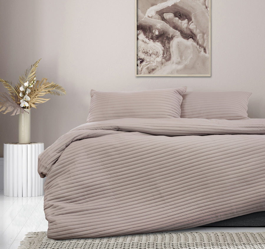 London Quilt Cover Set Range Bark