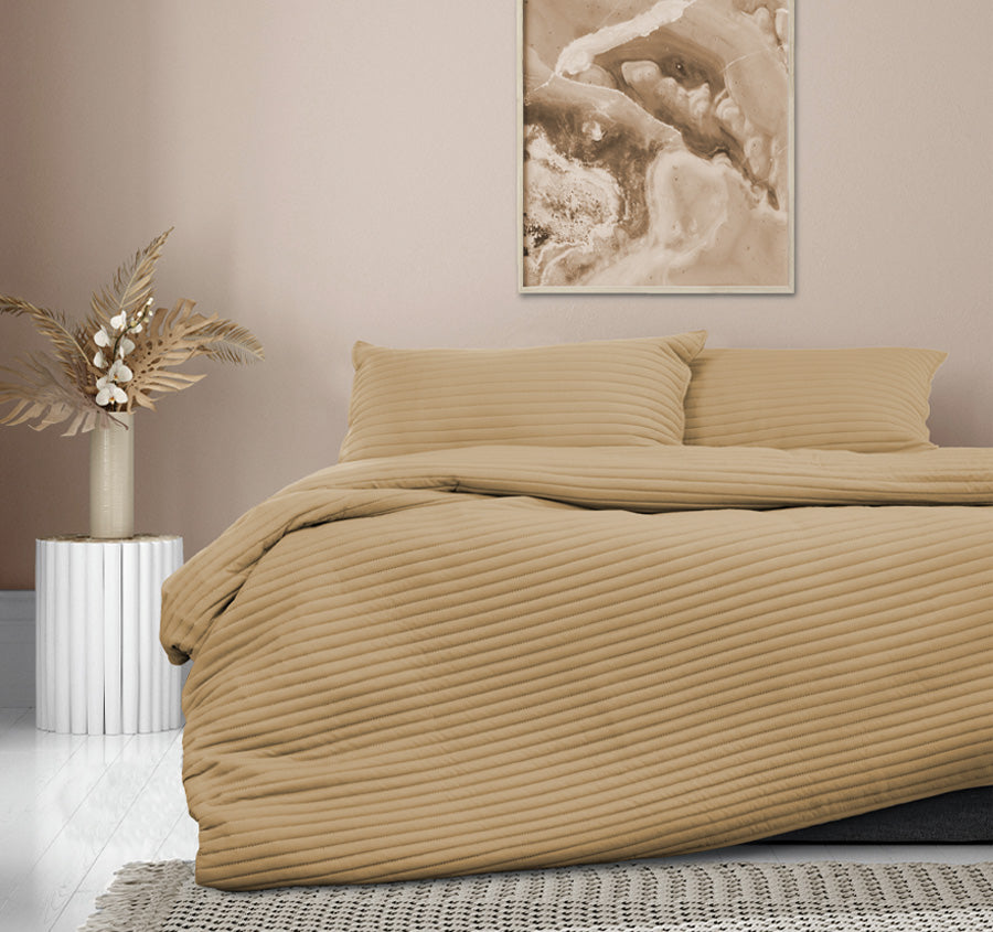 London Quilt Cover Set Range Cinnamon