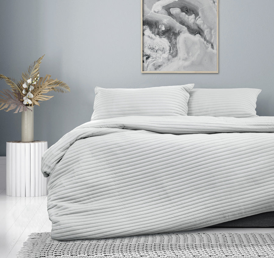 London Quilt Cover Set Range Silver