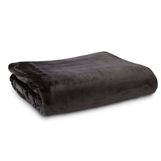 Lucia 350GSM Ultra Soft Velvet Fleece Blanket Range Charcoal