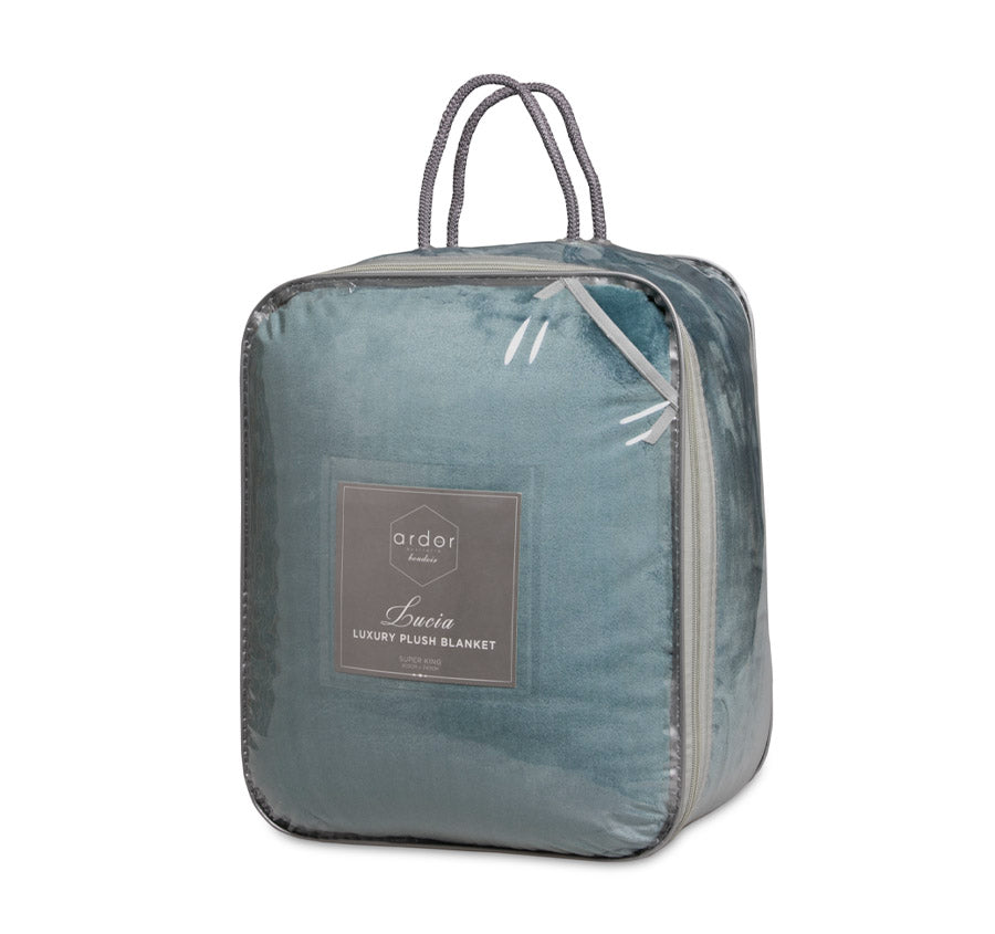 Lucia 350GSM Ultra Soft Velvet Fleece Blanket Range Stormy Sea