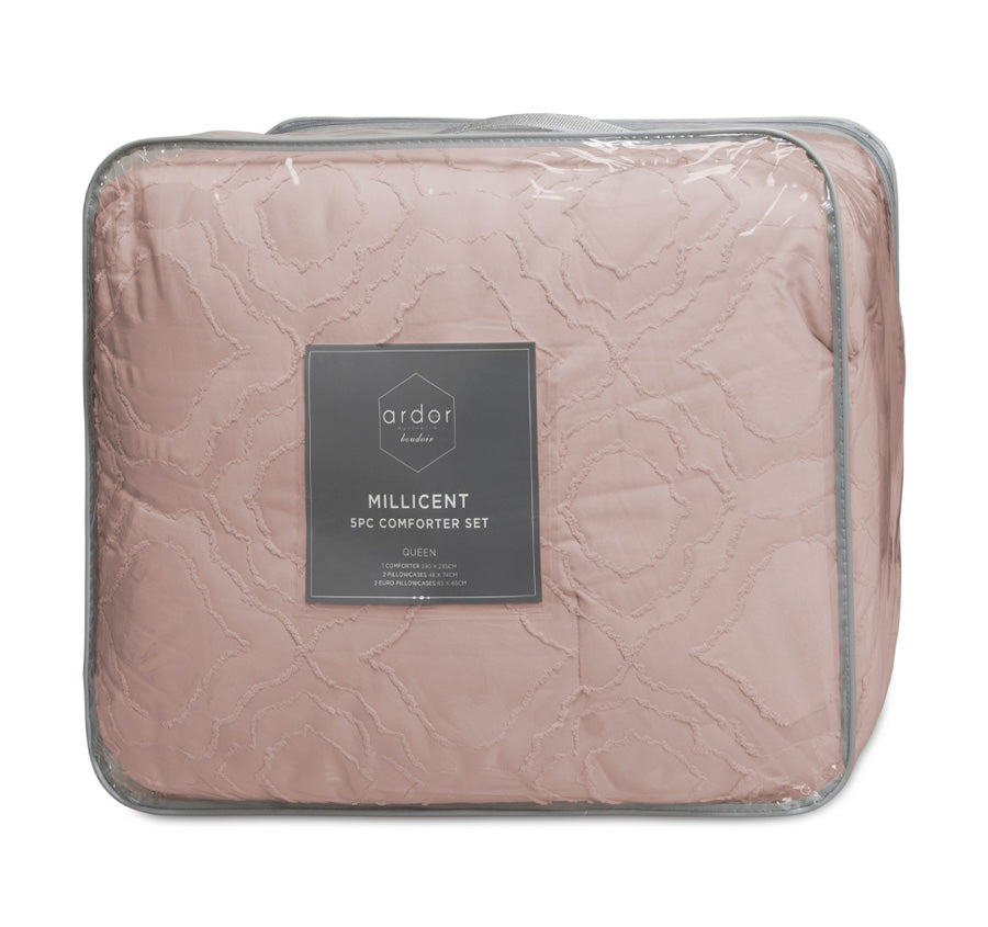 Millicent 5 Piece Comforter Set Range Peach