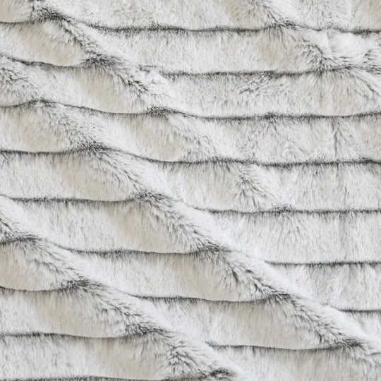 Striped Faux Fur Quilt Cover Set Range Grey