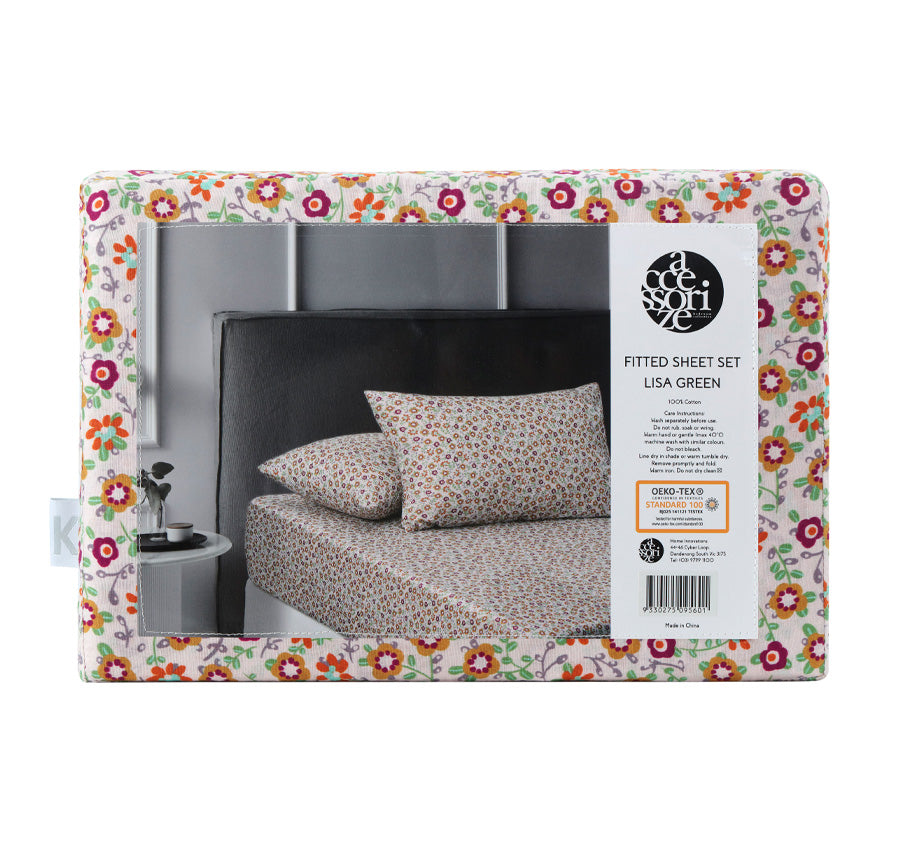 Lisa Washed Cotton Fitted Combo Set Green