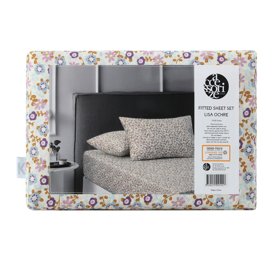 Lisa Washed Cotton Fitted Combo Set Ochre