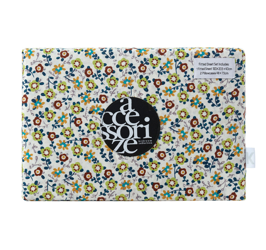 Lisa Washed Cotton Fitted Combo Set Teal