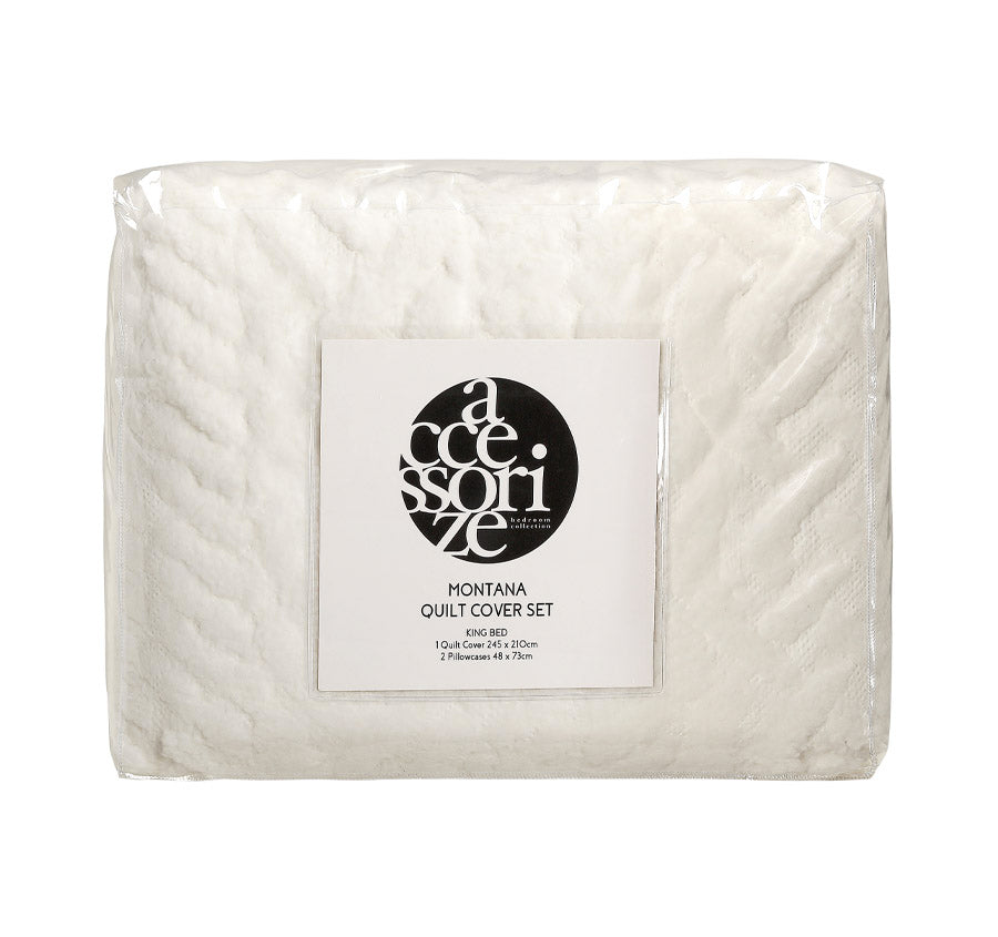 Montana Teddy Fleece Quilt Cover Set Range Cream