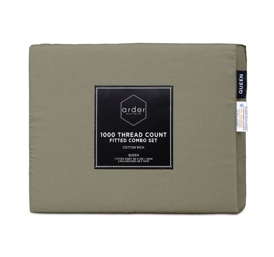1000THC Cotton Rich Fitted Sheet Combo Range Khaki