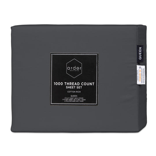 1000THC Cotton Rich Sheet Set Range Charcoal