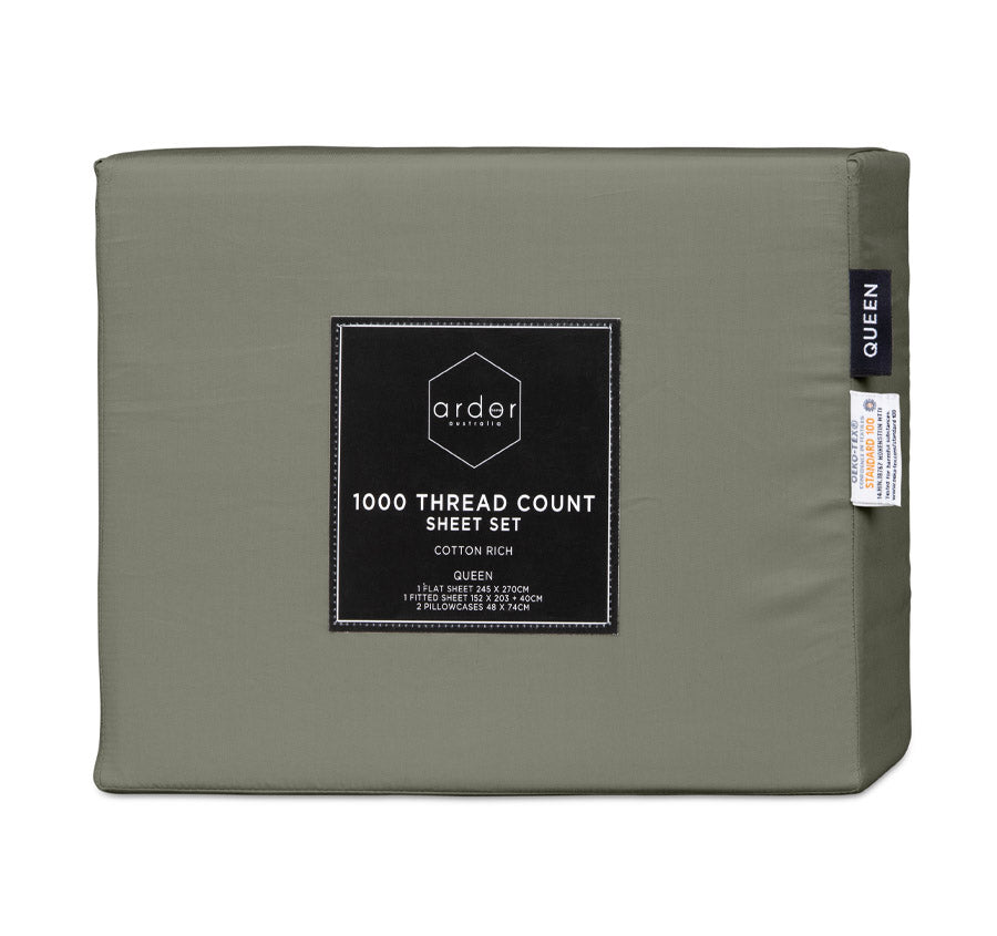 1000THC Cotton Rich Sheet Set Range Khaki