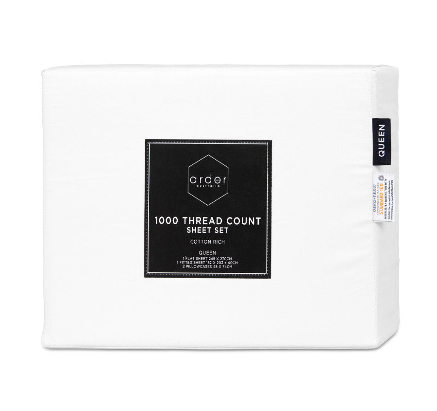 1000THC Cotton Rich Sheet Set Range White
