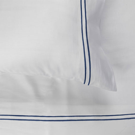 Cotton Rich Hotel Embroidered 1000THC Polyester and Cotton Sheet Set Range Navy