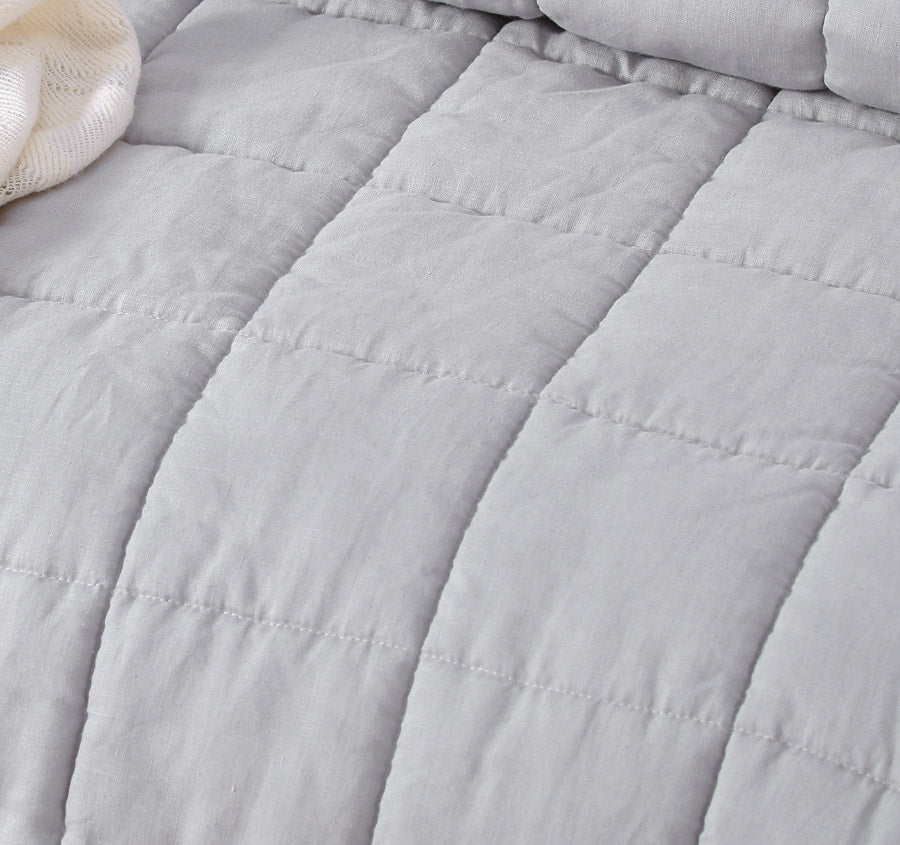 Stonewashed French Linen Coverlet Set Range Dove Grey