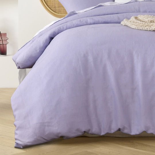 Stonewashed French Linen Quilt Cover Set Range Lilac