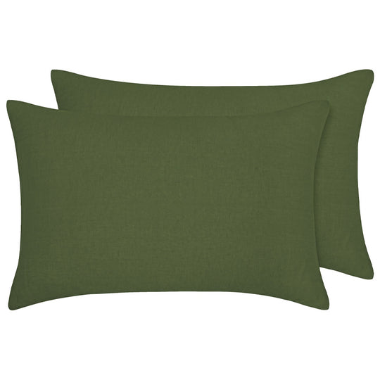 Stonewashed French Linen Standard Pillowcase Pair Olive