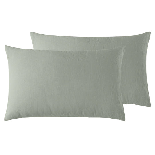 Stonewashed French Linen Standard Pillowcase Pair Sage
