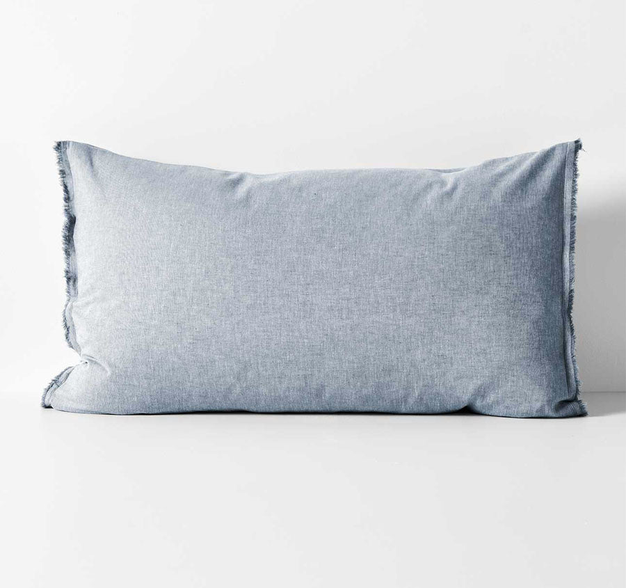 Chambray Fringe Standard Pillowcase Denim