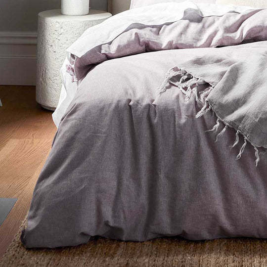 Chambray Fringe Quilt Cover Range Lilac