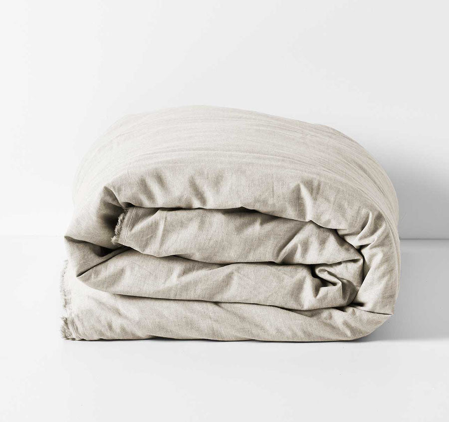 Chambray Fringe Quilt Cover Range Natural