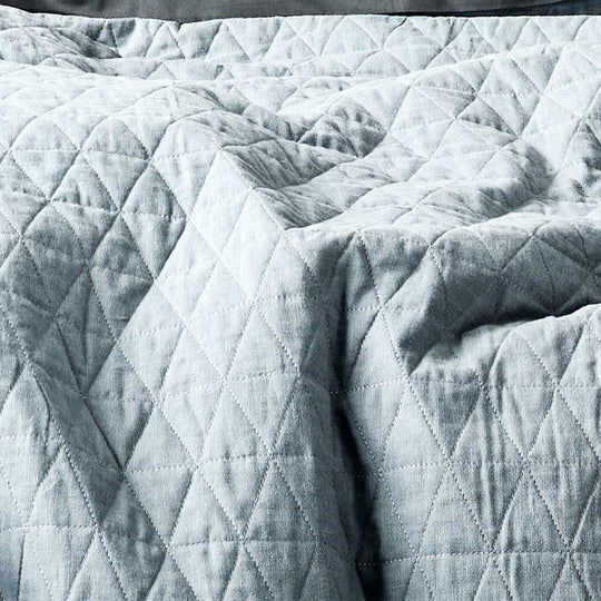 Chambray Quilted Quilt Cover Range Bluestone