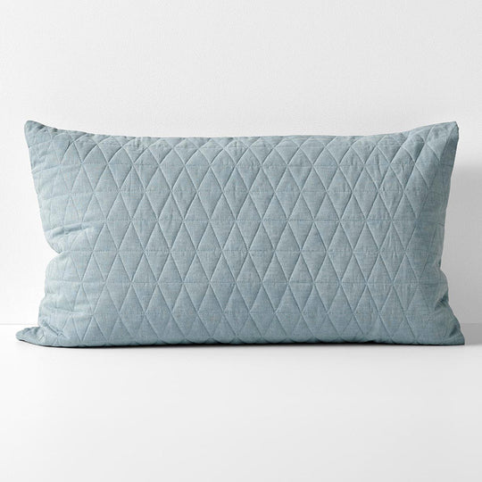 Chambray Quilted Standard Pillowcase Bluestone