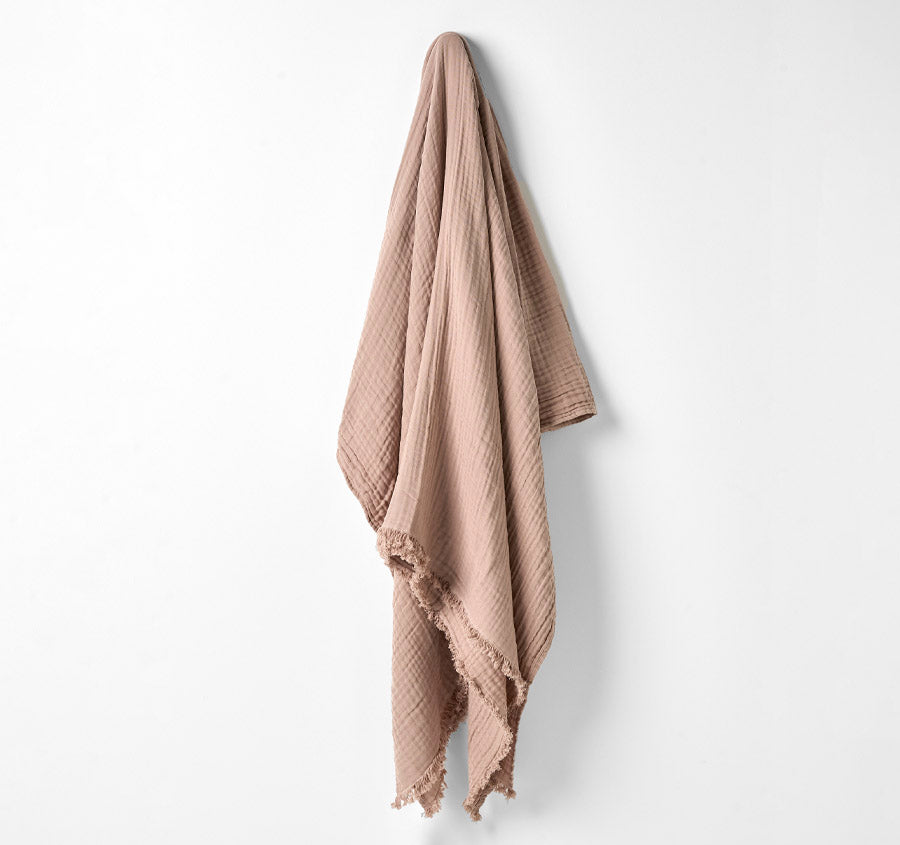 Crinkle 150x200cm Throw Rug Pink Clay