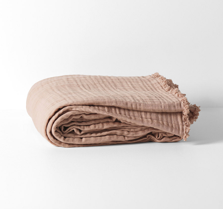 Crinkle 150x200cm Throw Rug Pink Clay