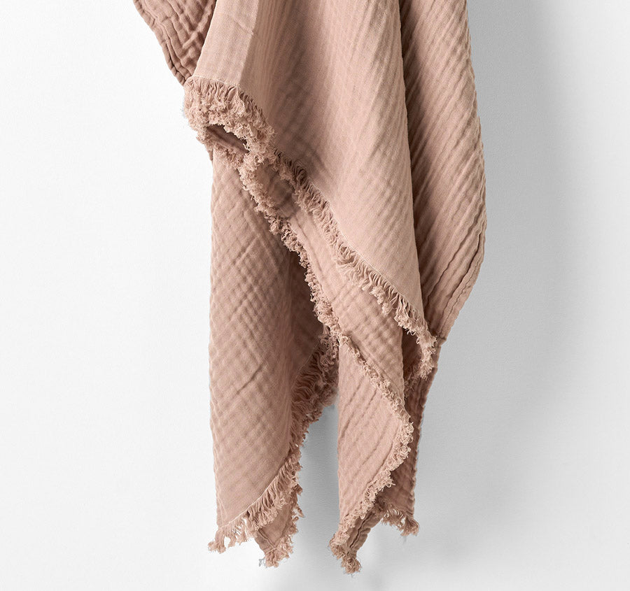 Crinkle 150x200cm Throw Rug Pink Clay