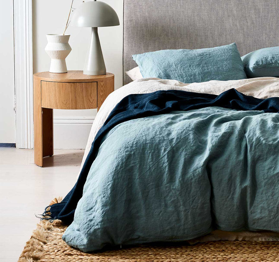 Emile Quilt Cover Range Agean Blue