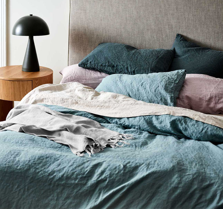 Emile Quilt Cover Range Agean Blue