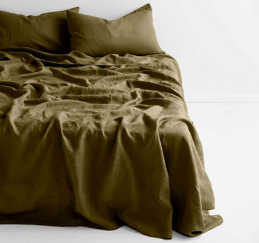 Emile Fitted or Flat Sheet Range Bronzed Olive