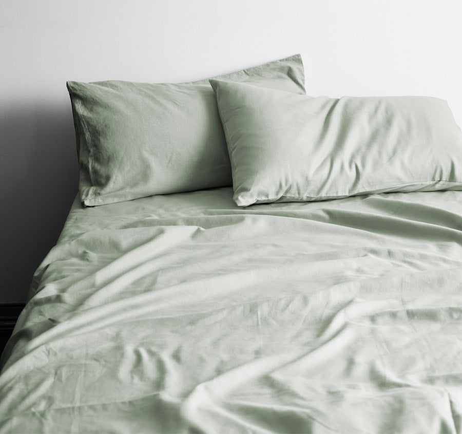 Halo Organic Cotton Percale Sheet Set Range Sage
