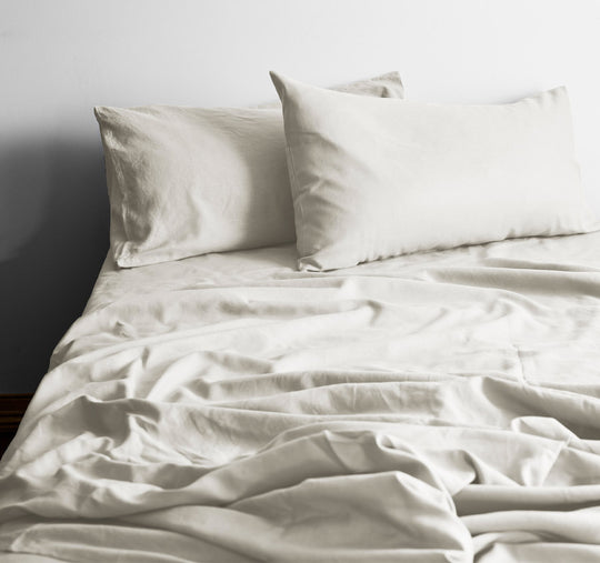 Halo Organic Cotton Sheet Set Range White Sand